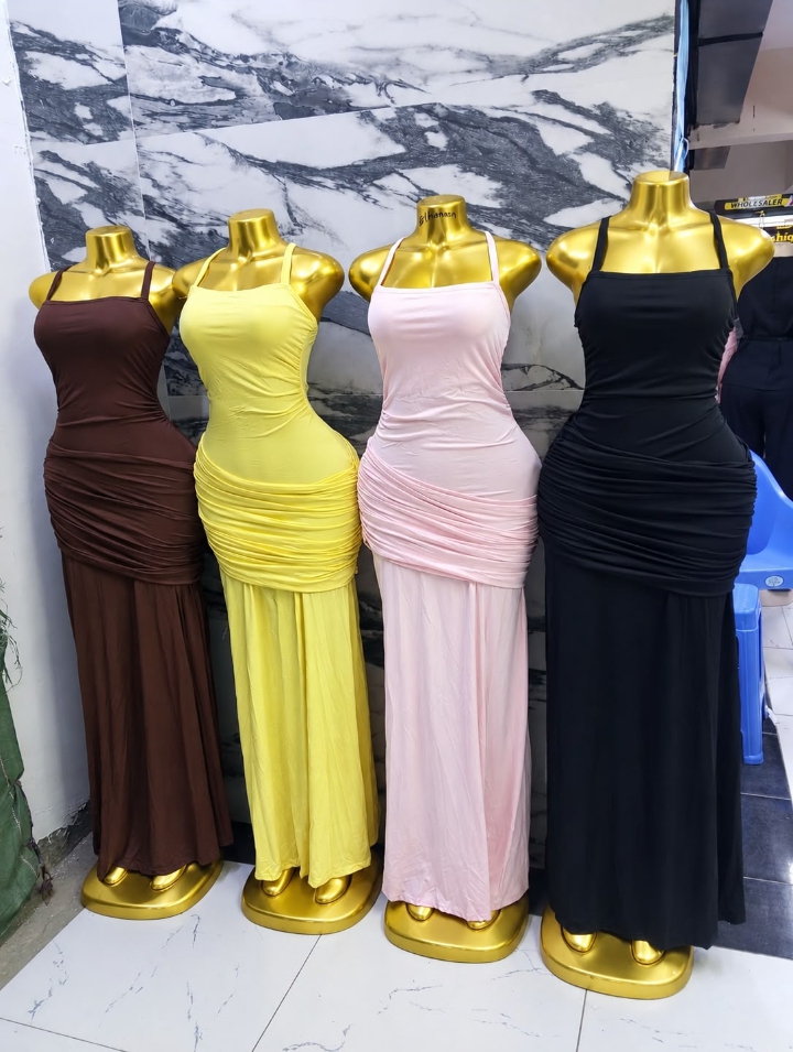Ruched halter maxi dress